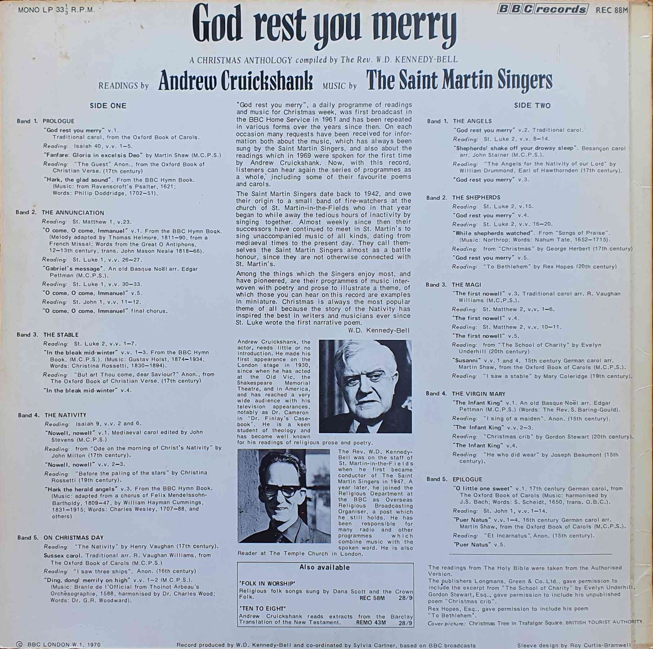 Picture of REC 88 God rest you merry by artist Andrew Cruickshank / The Saint Martin Singers from the BBC records and Tapes library
